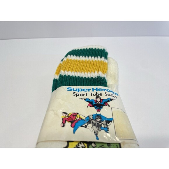 Vintage NOS 70s Striped Superman DC Comics Inc 1977 tube socks Rare New - Picture 2 of 6